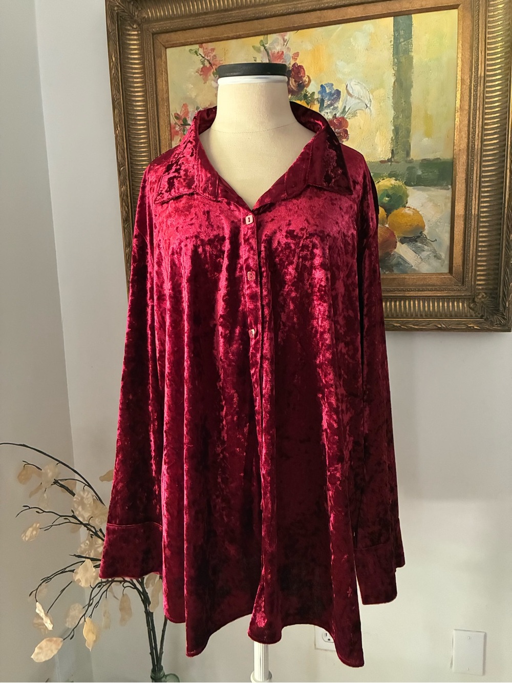 Red Velvet Whimsigoth Long Sleeve Blouse Size 3X